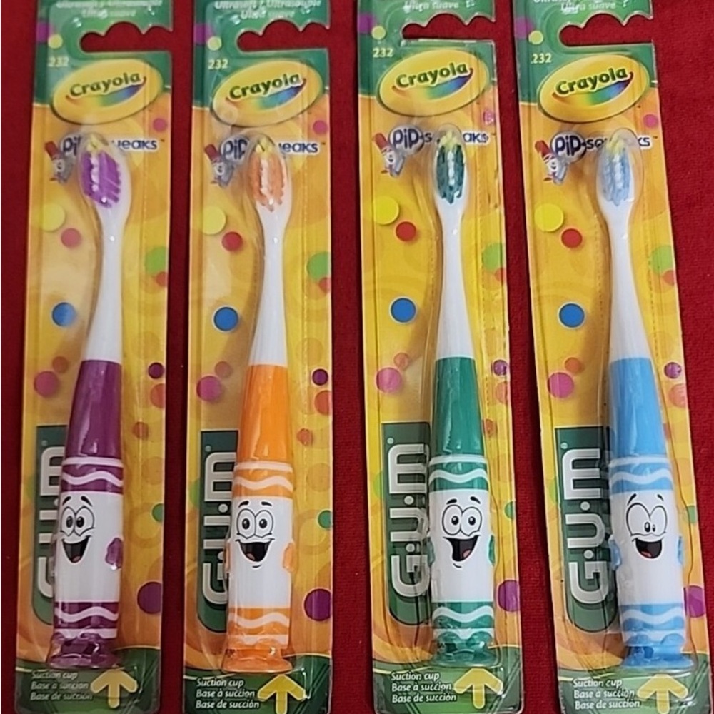 Crayola Kids Toothbrushes - Purple, Orange, Green, Blue (4-Pack)